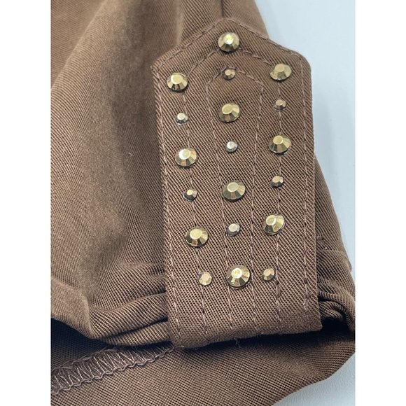 Cache Studded Goldtone Hardware Pocketed Fitted Waist Closure Dress Shorts NWT - Picture 3 of 13